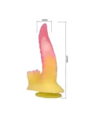 Power Monsters - Dildo Fantasy Mostro Ondulato Con Ventosa 225 Cm 55 Cm Rosa E Giallo - POWER MONSTERS - Dildo | erosidea.com