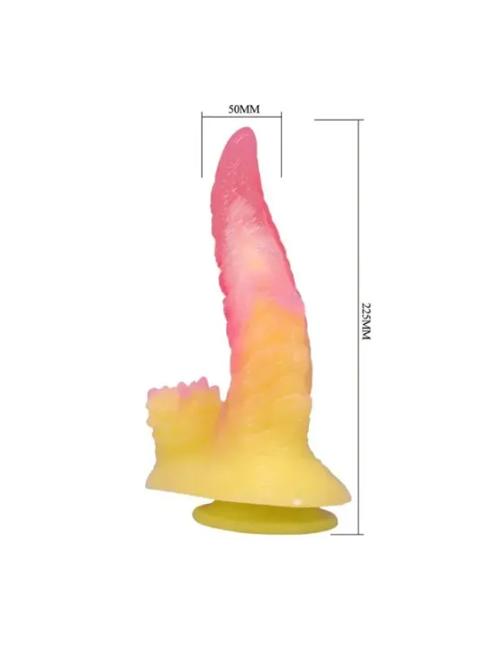 Power Monsters - Dildo Fantasy Mostro Ondulato Con Ventosa 225 Cm 55 Cm Rosa E Giallo - POWER MONSTERS - Dildo | erosidea.com