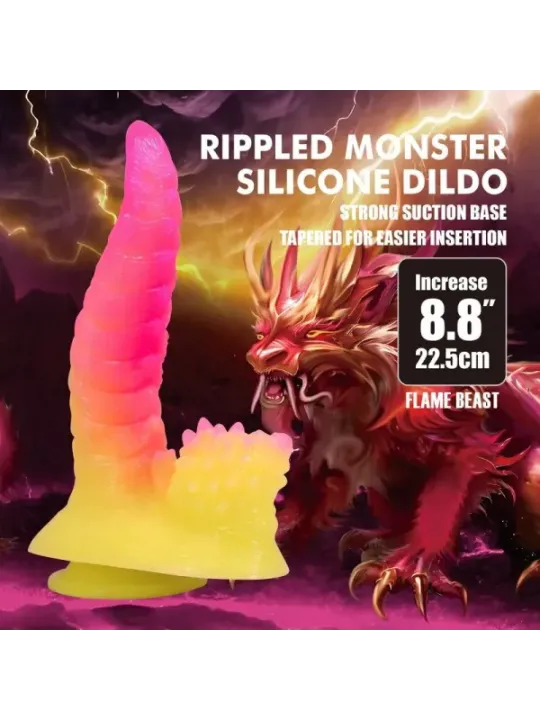 Power Monsters - Dildo Fantasy Mostro Ondulato Con Ventosa 225 Cm 55 Cm Rosa E Giallo - POWER MONSTERS - Dildo | erosidea.com
