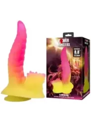 Power Monsters - Dildo Fantasy Mostro Ondulato Con Ventosa 225 Cm 55 Cm Rosa E Giallo - POWER MONSTERS - Dildo | erosidea.com
