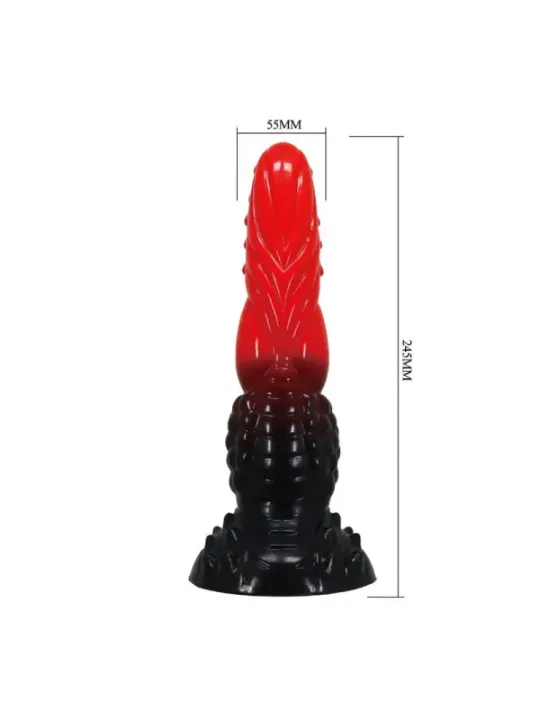 Power Monsters - Dildo Fantasy Drago Di Fuoco Con Ventosa 245 Cm 58 Cm Rosso E Nero - POWER MONSTERS - Dildo | erosidea.com