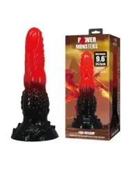 Power Monsters - Dildo Fantasy Drago Di Fuoco Con Ventosa 245 Cm 58 Cm Rosso E Nero - POWER MONSTERS - Dildo | erosidea.com