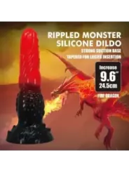 Power Monsters - Dildo Fantasy Drago Di Fuoco Con Ventosa 245 Cm 58 Cm Rosso E Nero - POWER MONSTERS - Dildo | erosidea.com