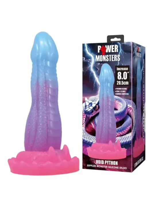 Power Monsters - Dildo Void Python Fantasy Con Ventosa 205 Cm 52 Cm Blu Viola E Rosa - POWER MONSTERS - Dildo | erosidea.com