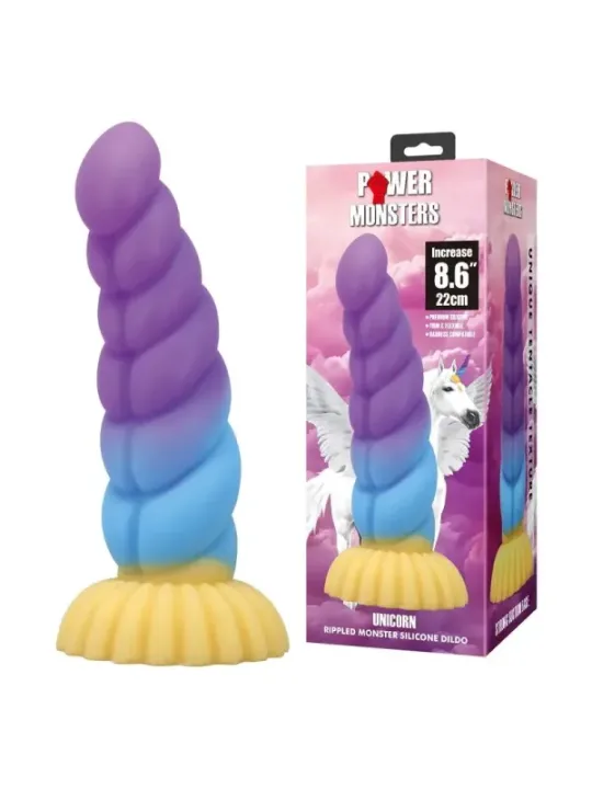 Power Monsters - Unicorno Tricolore Fantasy Dildo In Silicone 22 Cm 5 Cm - POWER MONSTERS - Dildo | erosidea.com