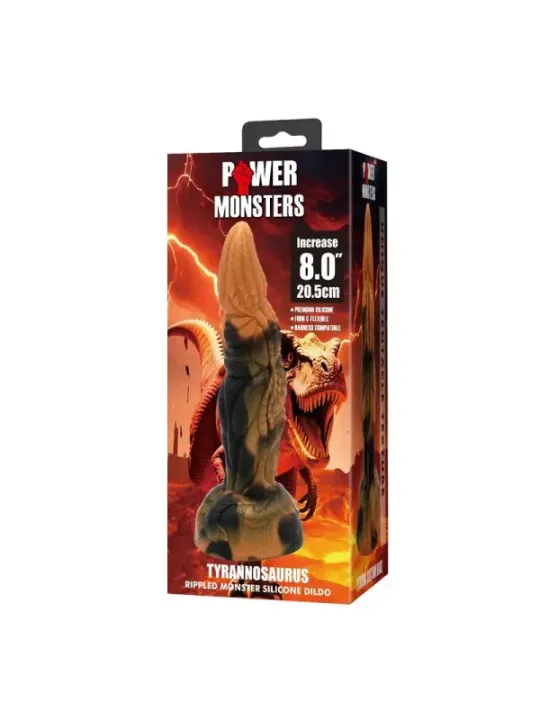 Power Monsters - Tirannosauro Bicolore Fantasy Dildo In Silicone 205 Cm 5 Cm - POWER MONSTERS - Dildo | erosidea.com
