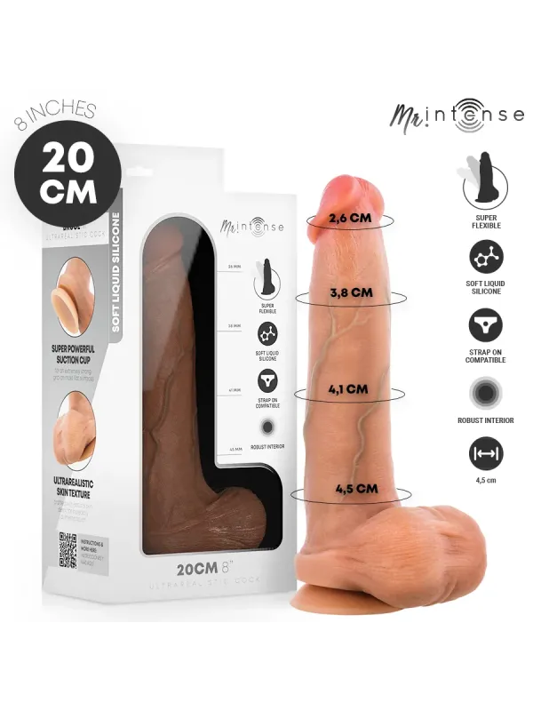 Mr Intense - Bruce M Dildo In Silicone Con Testicoli 20 cm x 4.5 cm - MR. INTENSE DILDOS - Dildo | erosidea.com