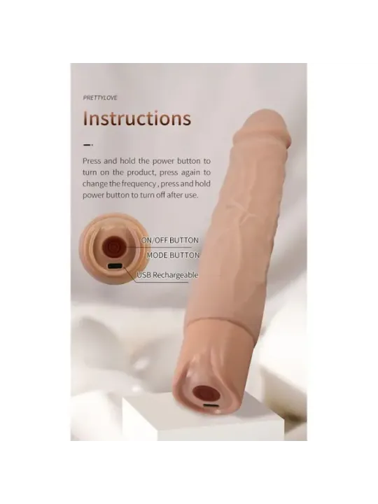 Pretty Love - Kessler Dildo Vibrante Realistico 10 Modalita Di Vibrazione E Rotazione 22 Cm Naturale - DILDOS - Dildo | erosidea.com