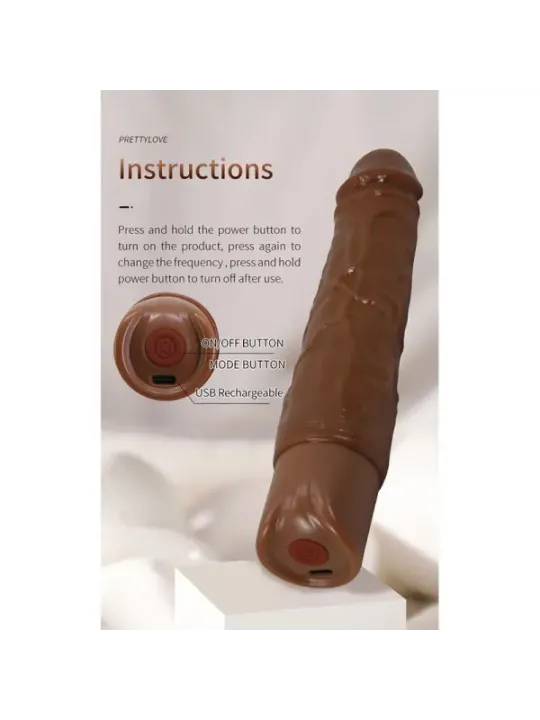 Pretty Love - Kessler Dildo Vibrante Realistico 10 Modalita Di Vibrazione E Rotazione 22 Cm Marrone - DILDOS - Dildo | erosidea.com