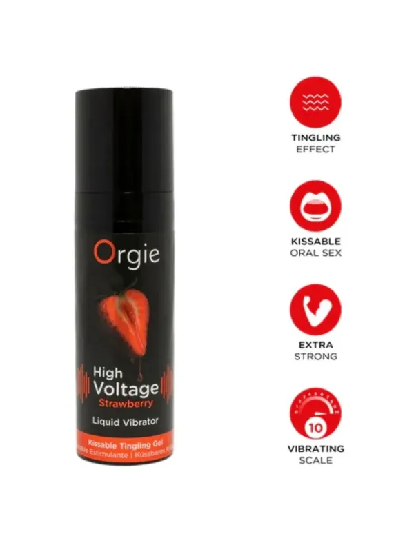 Orgie - Vibratore Liquido Ad Alta Tensione Al Gusto Di Fragola Extra Forte E Baciabecille 15 Ml - ORGIE - Vibratori Liquidi | erosidea.com