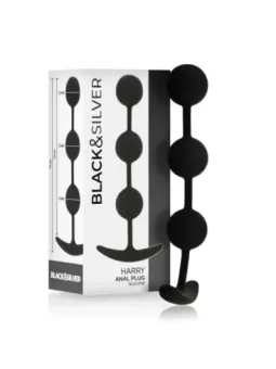 Black&Silver - Rosario Anale Harry 3 Sfere In Silicone 14 Cm