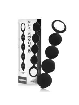 Black&Silver - Rosario Anale Lennon 4 Sfere In Silicone 15 Cm