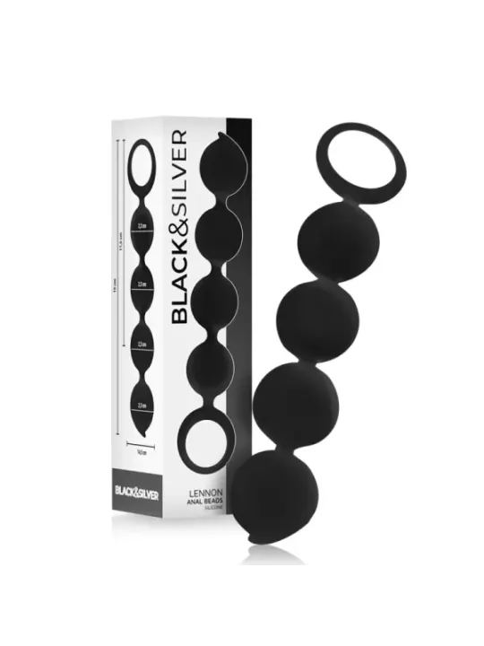 Black&Silver - Rosario Anale Lennon 4 Sfere In Silicone 15 Cm - BLACK&SILVER - Ovetti Palline Sfere | erosidea.com