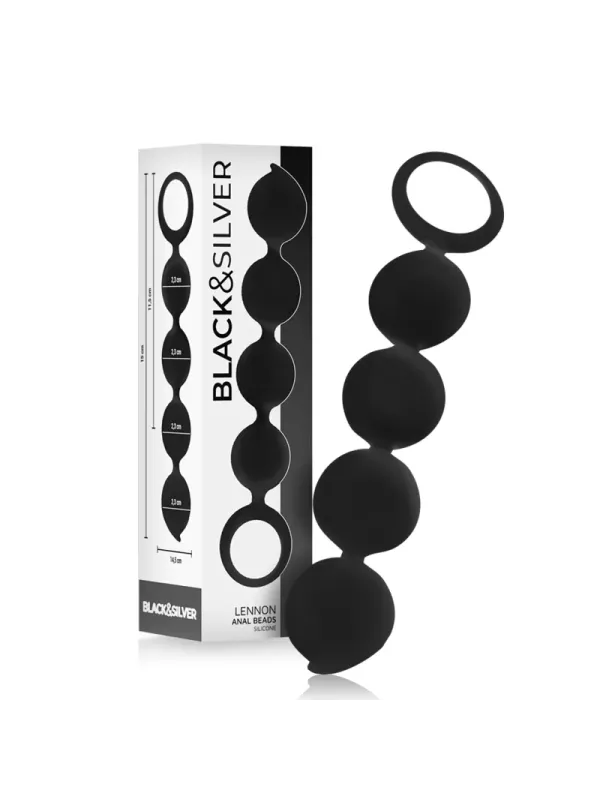 Black&Silver - Rosario Anale Lennon 4 Sfere In Silicone 15 Cm - BLACK&SILVER - Ovetti Palline Sfere | erosidea.com