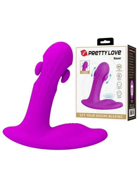 Pretty Love - Massaggiatore Prostatico Ricaricabile Bauer 12 Modalit€ Viola - HIGH TECH - Succhia Clitoride | erosidea.com
