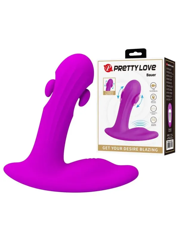 Pretty Love - Massaggiatore Prostatico Ricaricabile Bauer 12 Modalit€ Viola - HIGH TECH - Succhia Clitoride | erosidea.com
