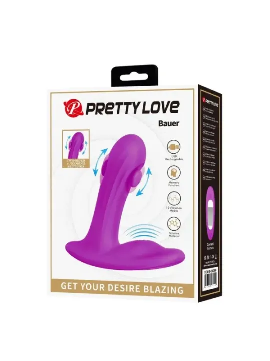 Pretty Love - Massaggiatore Prostatico Ricaricabile Bauer 12 Modalit€ Viola - HIGH TECH - Succhia Clitoride | erosidea.com