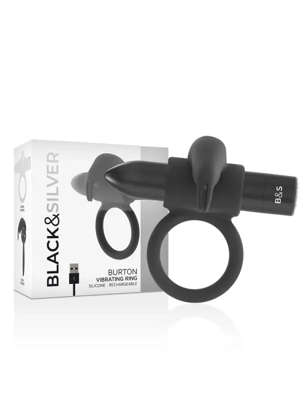 Black&Silver - Anello Burton 10 Modalit€ Di Vibrazione Nero - BLACK&SILVER - Anelli Fallici | erosidea.com