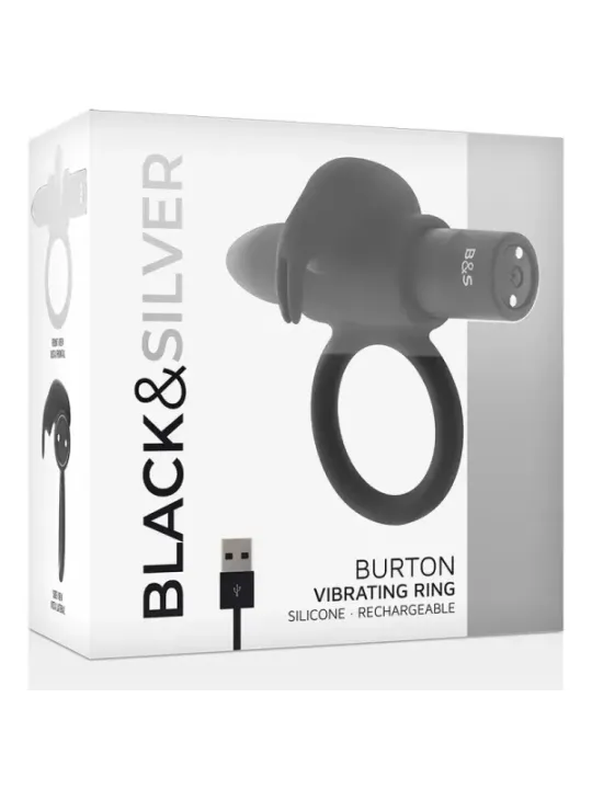 Black&Silver - Anello Burton 10 Modalit€ Di Vibrazione Nero - BLACK&SILVER - Anelli Fallici | erosidea.com