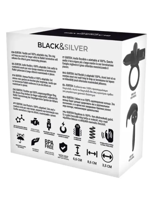 Black&Silver - Anello Burton 10 Modalit€ Di Vibrazione Nero - BLACK&SILVER - Anelli Fallici | erosidea.com