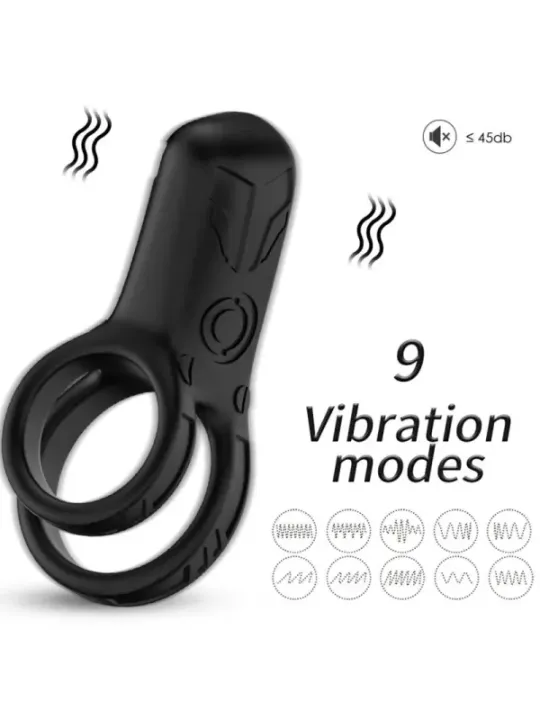 Armony - Vibratore Doppio Anello Nero - ARMONY FOR HIM - Anelli Fallici | erosidea.com