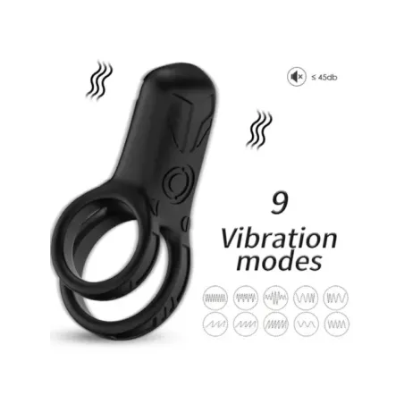 Armony - Vibratore Doppio Anello Nero - ARMONY FOR HIM - Anelli Fallici | erosidea.com