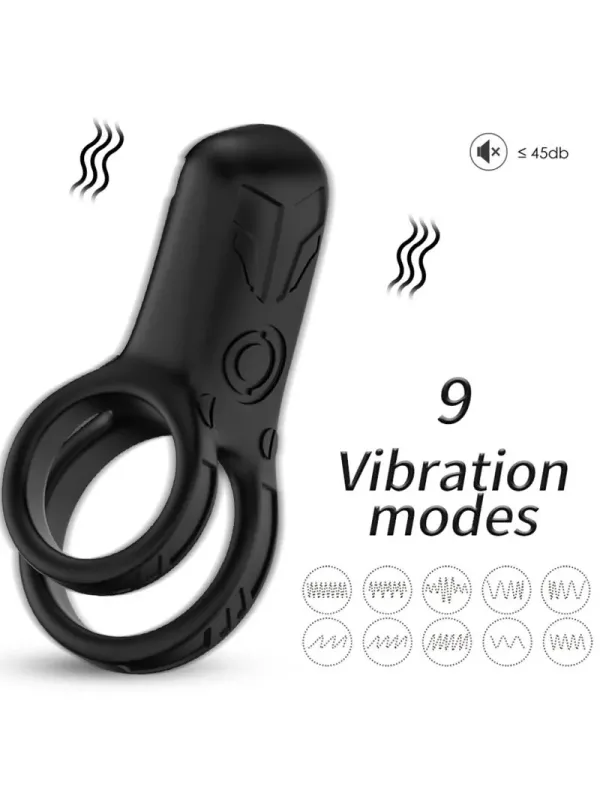 Armony - Vibratore Doppio Anello Nero - ARMONY FOR HIM - Anelli Fallici | erosidea.com
