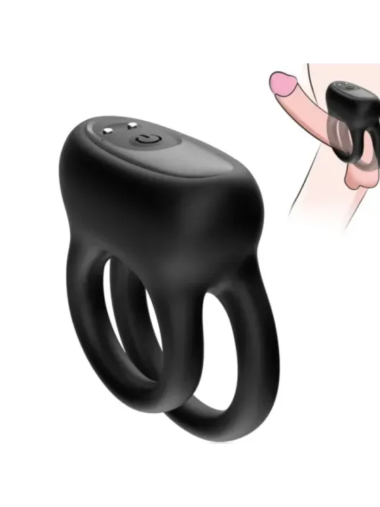 Armony - Vibratore Doppio Anello Nero Small - ARMONY FOR HIM - Anelli Fallici | erosidea.com