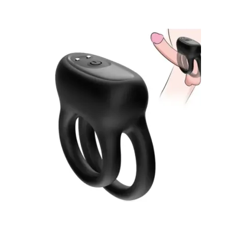 Armony - Vibratore Doppio Anello Nero Small - ARMONY FOR HIM - Anelli Fallici | erosidea.com