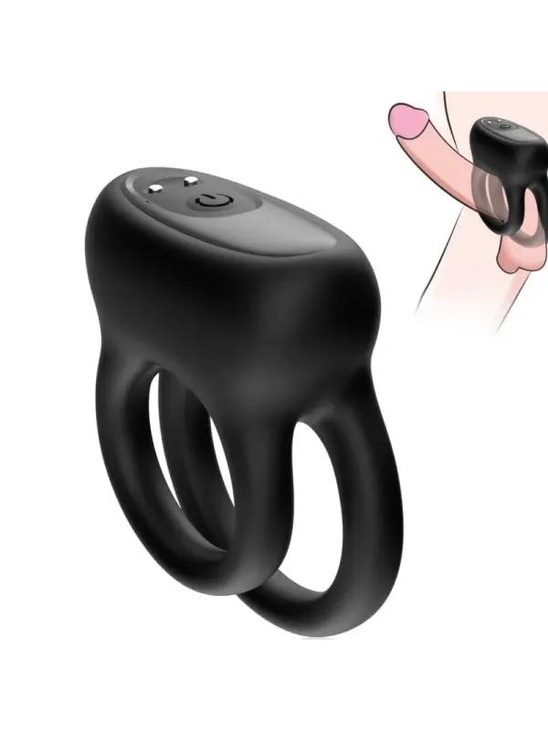 Armony - Vibratore Doppio Anello Nero Small - ARMONY FOR HIM - Anelli Fallici | erosidea.com