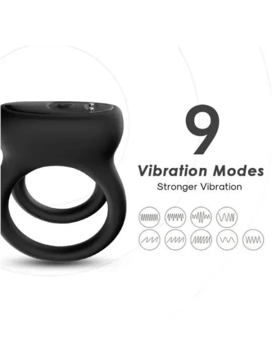 Armony - Vibratore Doppio Anello Nero Small - ARMONY FOR HIM - Anelli Fallici | erosidea.com