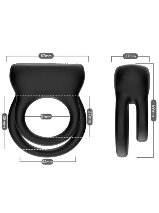 Armony - Vibratore Doppio Anello Nero Small - ARMONY FOR HIM - Anelli Fallici | erosidea.com