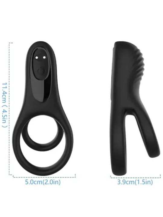 Armony - Vibratore Doppio Anello Nero Big - ARMONY FOR HIM - Anelli Fallici | erosidea.com