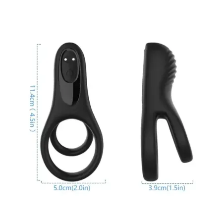Armony - Vibratore Doppio Anello Nero Big - ARMONY FOR HIM - Anelli Fallici | erosidea.com