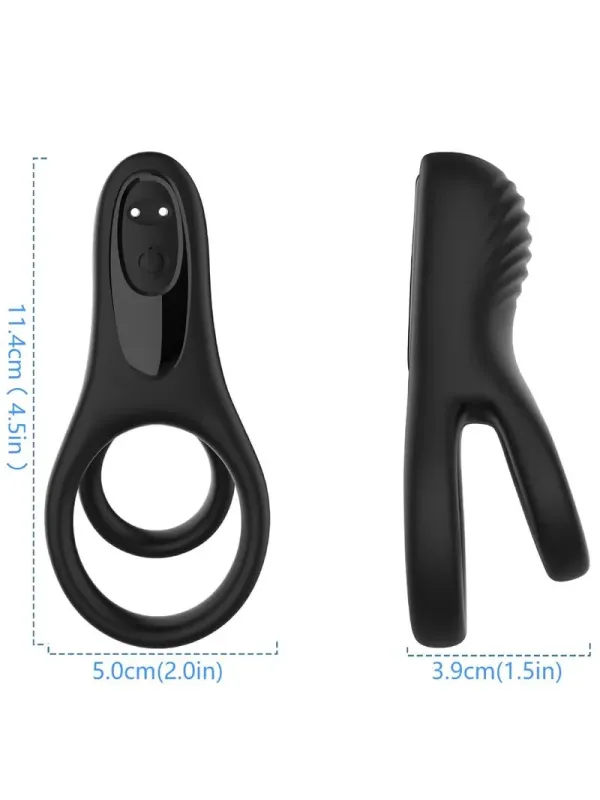 Armony - Vibratore Doppio Anello Nero Big - ARMONY FOR HIM - Anelli Fallici | erosidea.com