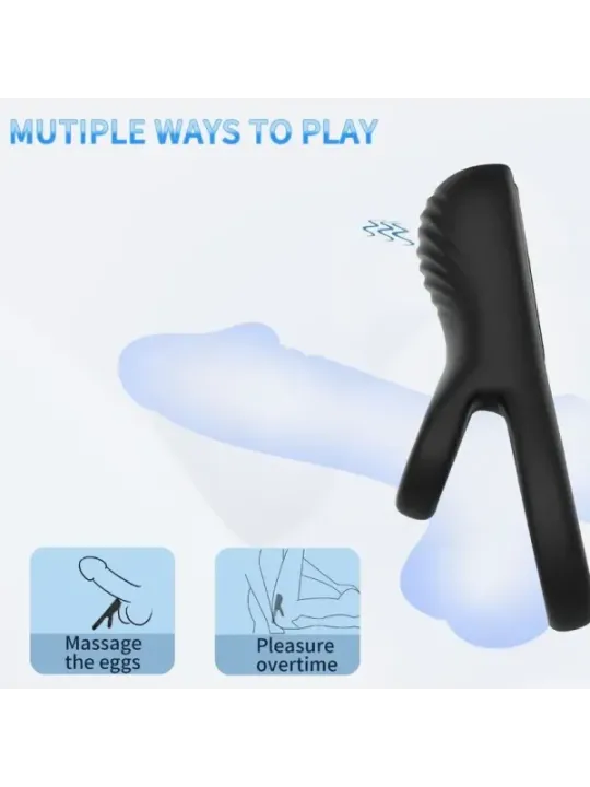 Armony - Vibratore Doppio Anello Nero Big - ARMONY FOR HIM - Anelli Fallici | erosidea.com