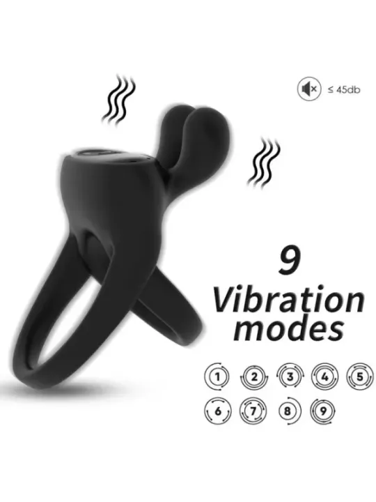 Armony - Anello Vibratore Rabbit Nero - ARMONY FOR HIM - Anelli Fallici | erosidea.com