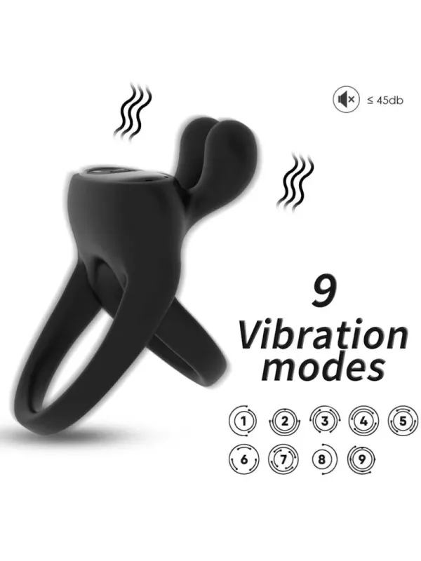 Armony - Anello Vibratore Rabbit Nero - ARMONY FOR HIM - Anelli Fallici | erosidea.com