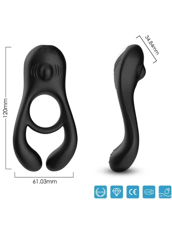 Armony - Anello Vibratore Doppio Veyron Giocattolo Per Coppia Nero - ARMONY FOR HIM - Anelli Fallici | erosidea.com