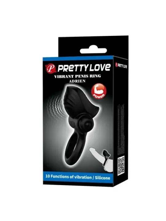 Pretty Love - Adrien Anello Vibrante Per Pene 10 Funzioni Nero - FOR HIM - Anelli Fallici | erosidea.com