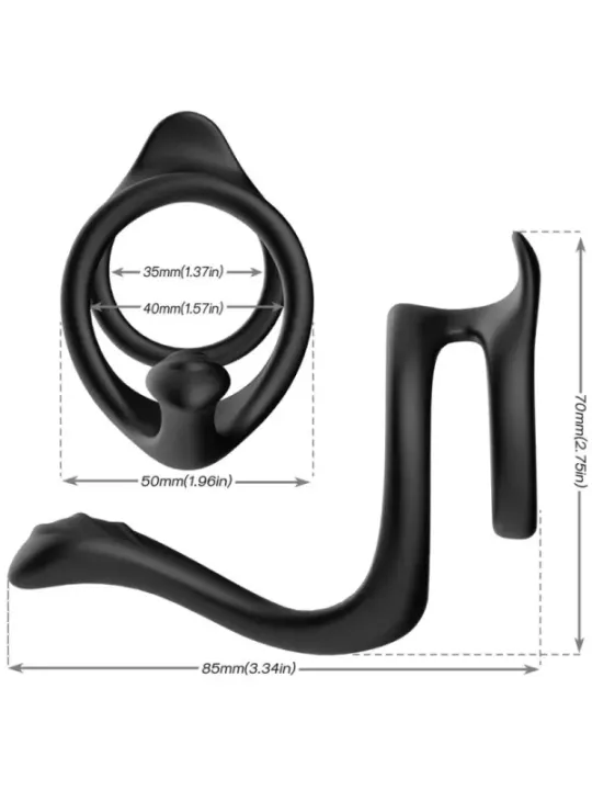 Armony - Anello Anale Doppio Coda Nero - ARMONY FOR HIM - Anelli Fallici | erosidea.com