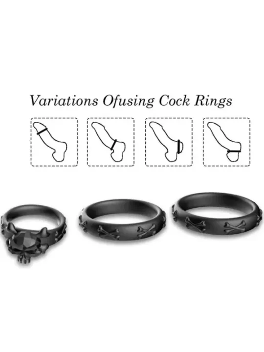 Armony - Anelli Calavera Silicone Nero - ARMONY FOR HIM - Anelli Fallici | erosidea.com