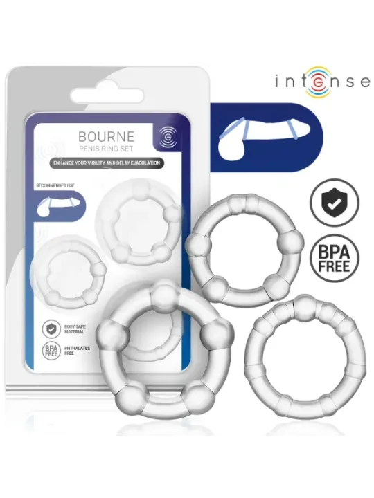 Intense - Set Di 3 Anelli Per Pene Bourne - INTENSE FOR HIM - Anelli Fallici | erosidea.com