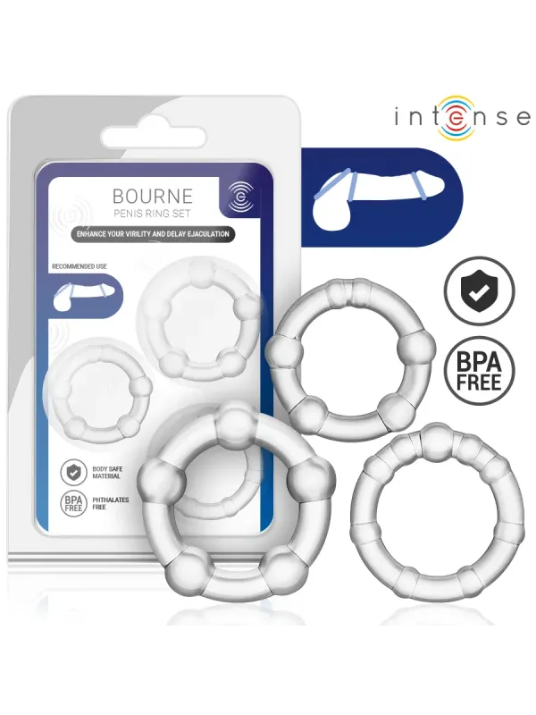 Intense - Set Di 3 Anelli Per Pene Bourne - INTENSE FOR HIM - Anelli Fallici | erosidea.com