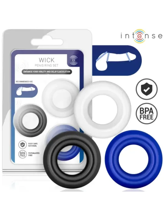 Intense - Set Di 3 Anelli Per Pene Wick Vari Colori - INTENSE FOR HIM - Anelli Fallici | erosidea.com