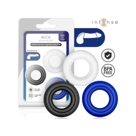 Intense - Set Di 3 Anelli Per Pene Wick Vari Colori - INTENSE FOR HIM - Anelli Fallici | erosidea.com