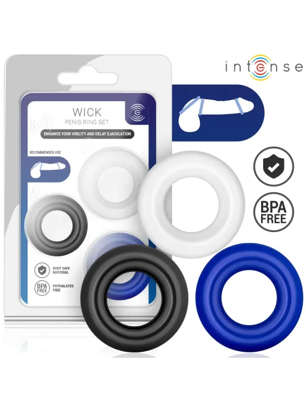 Intense - Set Di 3 Anelli Per Pene Wick Vari Colori - INTENSE FOR HIM - Anelli Fallici | erosidea.com