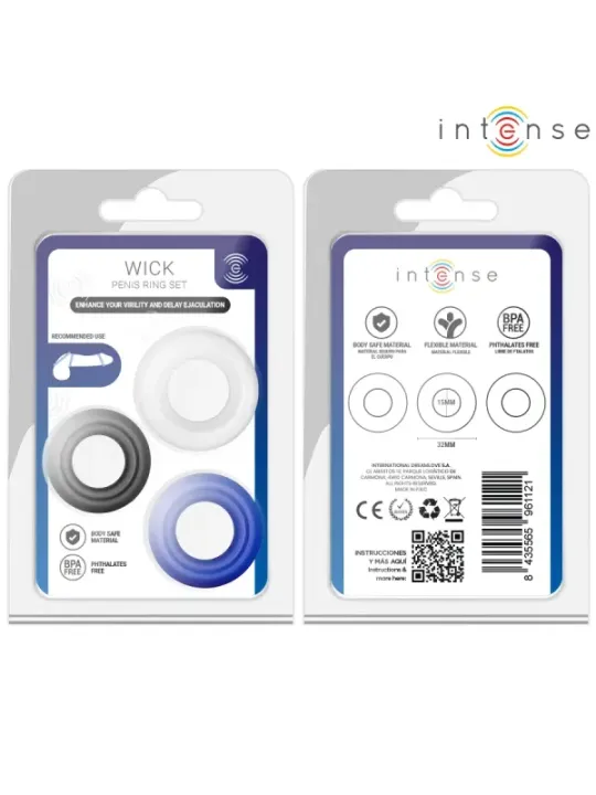 Intense - Set Di 3 Anelli Per Pene Wick Vari Colori - INTENSE FOR HIM - Anelli Fallici | erosidea.com
