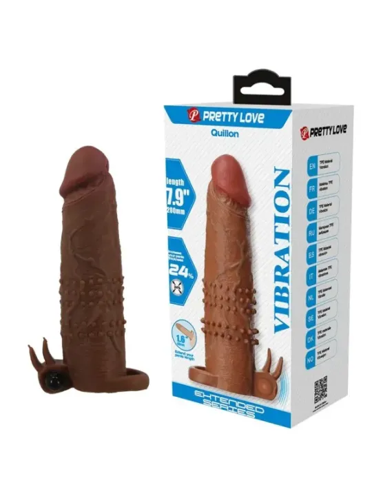 Pretty Love - Manicotto Vibrante Per Pene Quillon 20 Cm 4 Cm Marrone - FOR HIM - Guaine e Prolunghe | erosidea.com