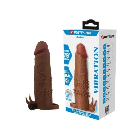 Pretty Love - Manicotto Vibrante Per Pene Quillon 20 Cm 4 Cm Marrone - FOR HIM - Guaine e Prolunghe | erosidea.com